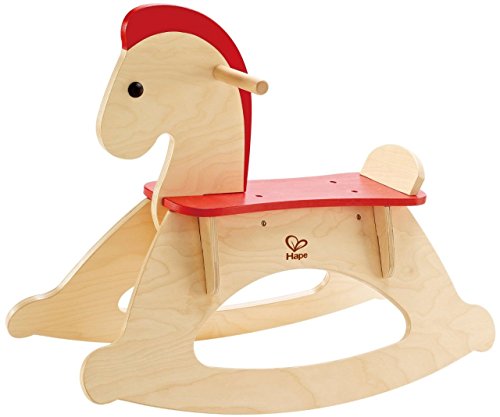 Hape Caballito balancín Crece Conmigo, Caballo Balancín de Madera para Niños y Niñas, Poni para Montarse y Balancearse con Respaldo y Barandilla Ajustables