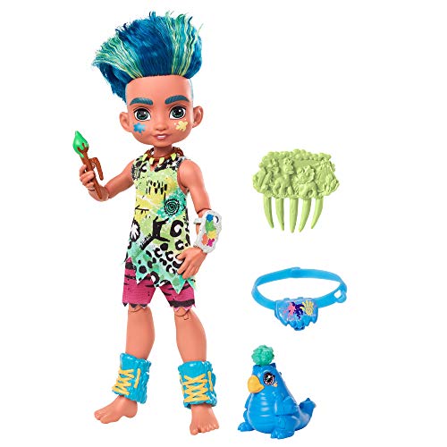 Cave Club Muñeco Slate, muñeca prehistórica con Mascota y Accesorios (Mattel GNL87)